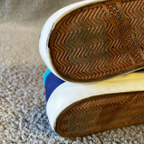 Aldi Gear Rainbow Shoes Womens 9 Slip On Canvas Blue Red Yellow Sneakers Logo - Picture 10 of 11